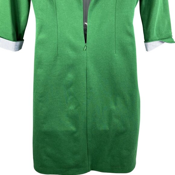 Talbots Womens M Green Stripe Collared Polo Pique Dress Pockets Academia Preppy - Picture 9 of 16
